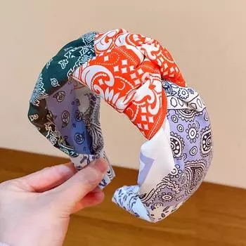 Женщины Девушки Этнический Цветок Большой Узел Атласная Повязка на Голову Ободок Украшения для Волос Аксессуары для Волос