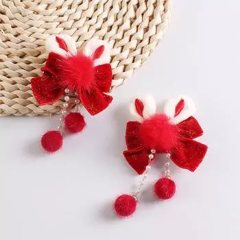 Женщины Девушки Китайский Стиль Бантик Бархатные Заколки Для Волос Боковая Челка Ханьфу Шпильки Заколки Головные Уборы Год Аксессуары Для Волос Подарки 1Pair