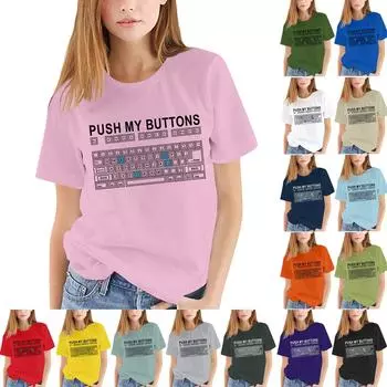 Женщины Девушки Плюс Размер Футболки с принтом Футболка с коротким рукавом Блузка Топы