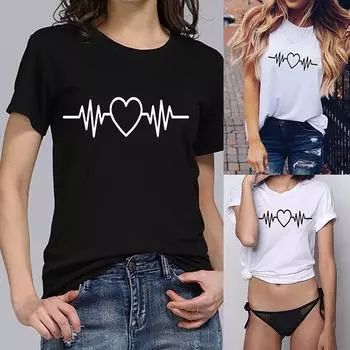 Женщины Девушки Плюс Размер Футболки с принтом Футболка с коротким рукавом Блузка Топы