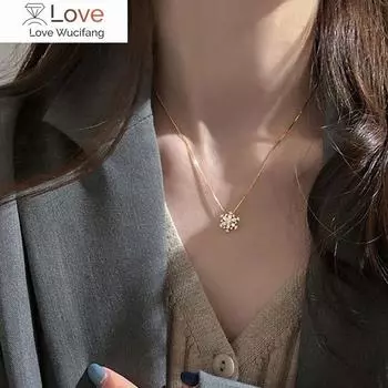 Женщины Девушки Популярное Снежинка Сияющий Кристалл Ожерелье Стразы Снежный Кулон Ожерелья Новогодний Подарок Ювелирные Изделия розового золота