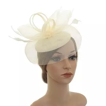 Женщины Девушки Сетка Чародеи Шляпа Коктейльная Вечеринка Оголовье Головной Убор Свадебная Шляпа One Size бежевый