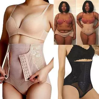 Женщины для похудения Body Shaper Butt Lifter Tummy Control Трусики с высокой талией Корректирующее белье Корректирующее белье Трусы для тренировки талии Корректирующее нижнее белье XL чёрный