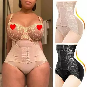 Женщины для похудения Body Shaper Butt Lifter Tummy Control Трусики с высокой талией Корректирующее белье Корректирующее белье Трусы для тренировки талии Корректирующее нижнее белье M телесный
