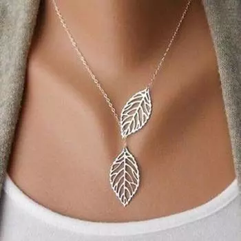 Женщины двойной лист полый Шарм кулон короткий воротник ожерелье ювелирные изделия