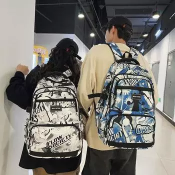 Женщины Граффити Рюкзак Мужчины Открытый Дорожная Сумка Младший Старший Школьник Школьный Портфель