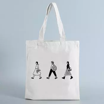 Женская парусиновая сумка-тоут с рисунком персонажа из мультфильма, многоразовая сумка-шоппер, модные дорожные эко-сумки, женские холщовые сумки 24*26cm