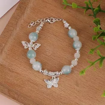 Женщины Изысканный китайский стиль бусины цепочка бабочка кулон браслет аксессуары ювелирные изделия подарки