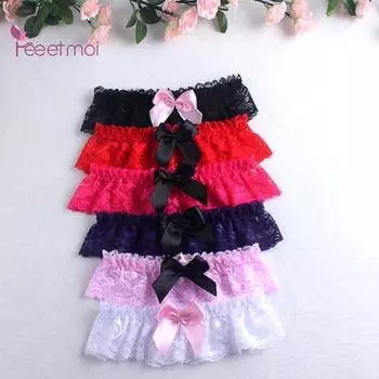 Женщины косплей кружева бантом сексуальная забавная одежда бедра высокие ноги подвязки обручальное кольцо розовый