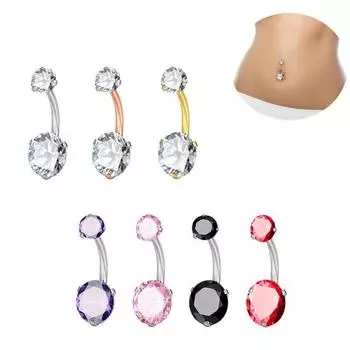 Женщины круглый кубический циркон штанга пупка кольцо пирсинг ювелирные изделия 4