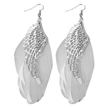 Женщины Крыло Ангела Перо Мотаться Длинные Крючки Серьги Партии Ювелирных Изделий Подарок