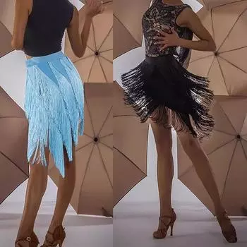 Женщины латиноамериканские танцы миди юбка кисточки бахрома платье бальные танцы сальса самба танго слой конкурс выступление сальса латиноамериканские танцы бахрома юбка XXXL чёрный