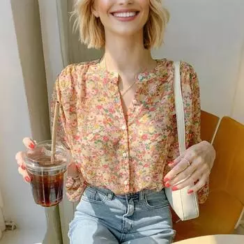 Женщины леди Длинный рукав кружева шить блузка туники топы рубашки L розовый