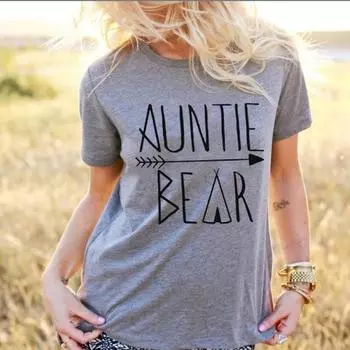 Женщины Мода Письмо ТЕТУШКА МЕДВЕДЬ Принт Харадзюку Короткий рукав Круглый шея Футболки Графические футболки Топы S белый