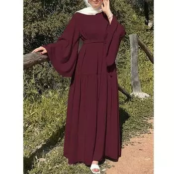 Женщины мусульманские платья сплошной цвет длиной до пола халаты с длинными рукавами кардиган Рамадан S зелёный