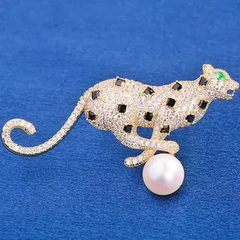 Женщины Мужчины Кристалл Леопард Брошь Булавка Стразы Броши Лацкан Ювелирные Изделия Подарки золотой