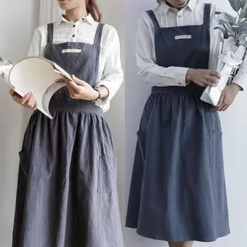 Женщины Мужчины Работа Кухня Цветок Кофейня Сплошной Цвет Мягкий Постиранный Хлопок Фартук Продажа Товаров