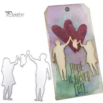 Женщины Мужчины Ребенок Вырубной Штамп Бумага Скрапбукинг Пригласительный Шаблон Инструмент Форма серебряный