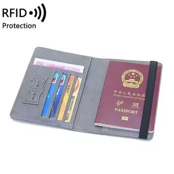 Женщины Мужчины RFID Винтаж Обложки для деловых паспортов Держатель Многофункциональная ID банковская карта Кожаный кошелек из искусственной кожи Дорожные аксессуары темно-синий