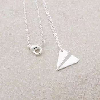 Женщины Мужчины Серебряный Цвет Бумажный Самолет Кулон Оригами Форма Самолета Ключица Цепи Ожерелье серебряный