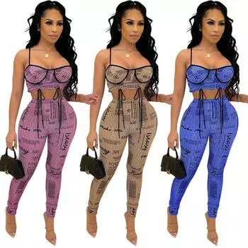 Женщины невесты подружки невесты свадебные без рукавов подтяжки ремень принт блузка топ длинные брюки брюки праздничная одежда комплекты S коричневый