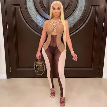 Женщины невесты подружки невесты свадебный ремень для чулок сетчатый без рукавов длинный комбинезон вечерние комбинезоны комбинезоны S коричневый