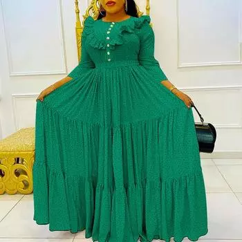 Женщины плюс размер шеи с длинным рукавом пуговицы в горошек линии рюшами платья S розовый