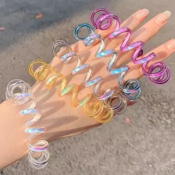 Женщины Простые Девушки Эластичная Голова Веревка Держатель Для Хвоста Аксессуары Для Волос Телефонная Провода Веревка Для Волос серый