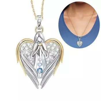 Женщины Rhinestone Инкрустация Угол Крыло Сердце Кулон Цепочка Ожерелье Ювелирный Подарок