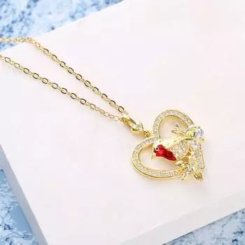 Женщины Rhinestone Робин Птица Сердце Кулон Ключицы Цепи Ожерелье Ювелирные Изделия Подарок