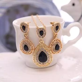Женщины Rhinestone Waterdrop Ожерелье Стад Серьги Комплект ювелирных изделий