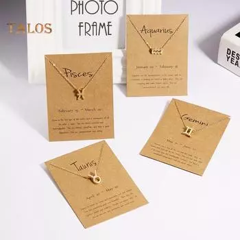 Женщины Созвездия Символ Кулон Позолоченные Ключицы Цепи Ожерелье Ювелирные Изделия Aries