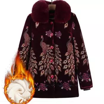 Женщины среднего и пожилого возраста, матери, плюс бархатное толстое пальто, пальто с хлопковой подкладкой для пожилых леди, зимнее пальто средней длины с хлопковой подкладкой для бабушек XXXXXL чёрный