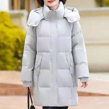 Женщины среднего возраста, большие размеры, длинные пуховики, зимние винтажные Prakas с капюшоном, элегантные толстые теплые белые пуховики, женская верхняя одежда XL кислотные зеленого