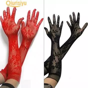 Женщины стрейч кружева опера локоть длинные вечерние перчатки выпускного вечера