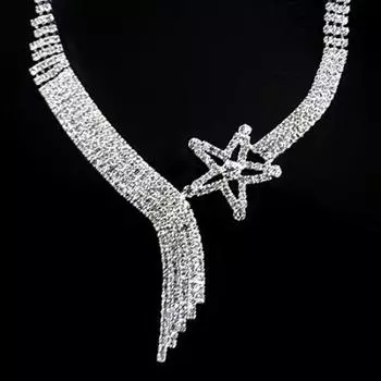 Женщины Свадебная вечеринка Свадебные украшения со стразами и кисточками Ожерелье Серьги