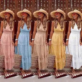 Женщины Свадебные невесты подружки невесты Элегантные кружевные без рукавов миди длинное платье вечернее бальное платье S белый