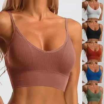 Женская майка, бесшовное нижнее белье, женские укороченные топы, сексуальное нижнее белье, нижнее белье со съемной мягкой бретелькой XS оранжевый