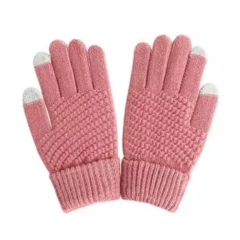 Женщины Вязаные теплые перчатки Симпатичные ветрозащитные перчатки с сенсорным экраном