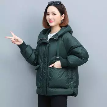 Женщины в одежде на ватной подкладке, новые карманы на капюшонах, свободные куртки на ватной подкладке больших размеров, зимние пуховые куртки на ватной подкладке. L зелёный