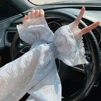 Женщины Защита от солнца Открытый Верховая езда Вождение Шифон Кружева Декоративные аксессуары