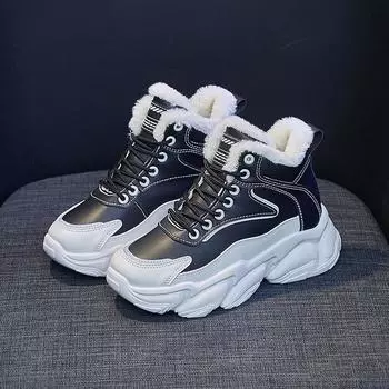 Женщины Зимние кроссовки 2022 Мода Платформа Обувь Женщины Комфорт Плюс Бархат Теплые Снежные Сапоги 35