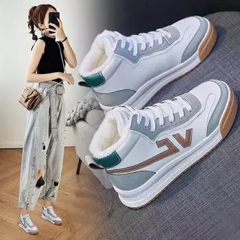 Женщины Зимние кроссовки с мехом Дамы Теплые баскетбольные туфли Дамы Комфорт Спорт Скейтборд Обувь Снежные сапоги 35