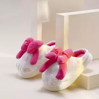 Женщины Зимние тапочки с бантом-узелом Дом Легкие и удобные теплые тапочки Дамская спальня Обувь 36-37 чёрный