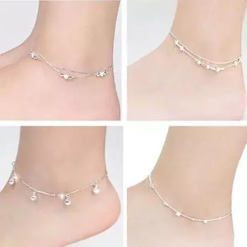 Женщины звезда сердце бусины браслет-цепочка на щиколотке босиком сандалии ножной браслет украшения для ног Bell