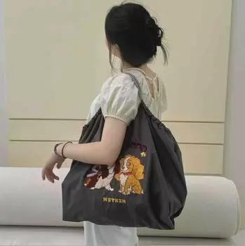 Женская экологичная сумка-тоут с цветочной вышивкой — легкая, вместительная, для ношения в руке или через плечо Medium