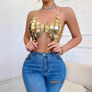 Женская акриловая цепочка для чулок с открытой спиной на женской сексуальной одежде one size fits all золотой