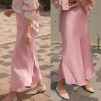 Женская эластичная атласная юбка с высокой талией, молнией сзади, подол русалки, повседневная удобная юбка, элегантная, шикарная, роскошная, модная, однотонная шелковая ткань без складок XS разноцветный