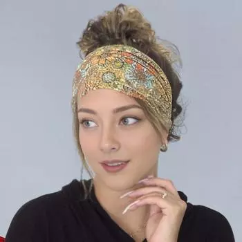 Женская эластичная повязка на голову с широким дизайном, цветочный узор, повязка для волос с узлом, нескользящая повязка на голову для занятий йогой, бегом, спортом, аксессуары для волос жёлтый