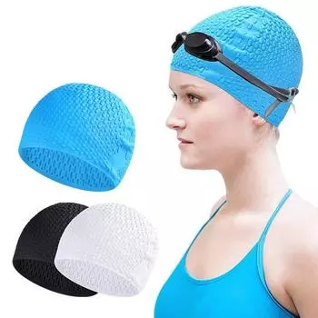 Женская эластичная шапочка для плавания, летняя шапочка для плавания из силикагеля, спортивная шапочка для плавания с каплей воды для воды озеро синий
